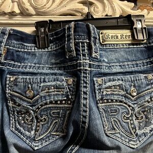 Rock Revival Women's Embellished Dark Blue Jeans 27w